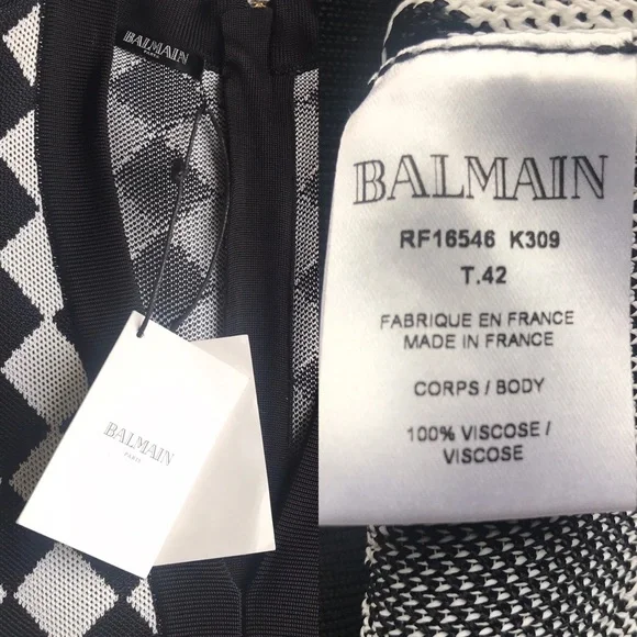 BALMAIN Two-Tone Intarsia-Knit Mini Dress - Picture 14 of 16